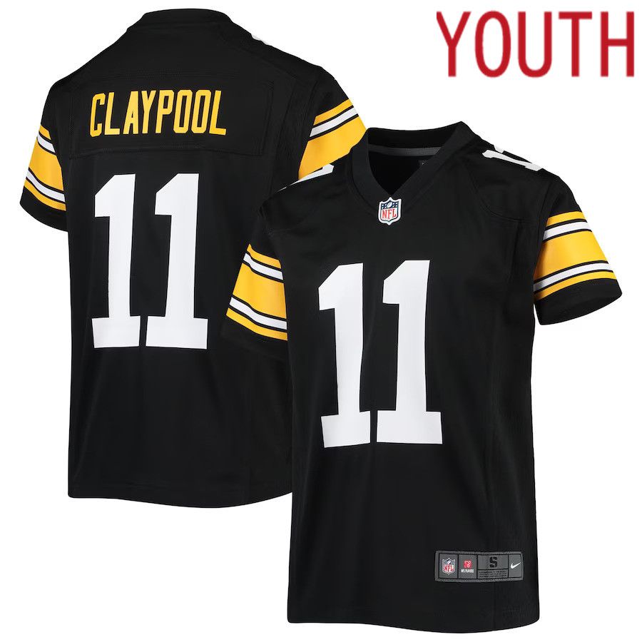 Youth Pittsburgh Steelers 11 Chase Claypool Nike Black Alternate Game NFL Jersey